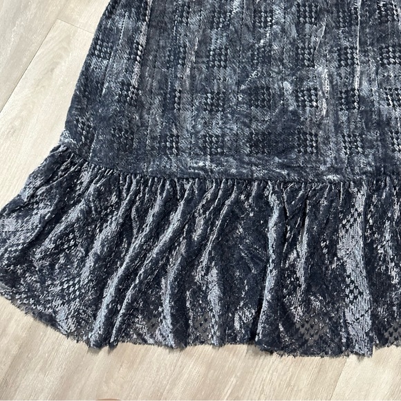 Zapelle Eshakti Houndstooth Burnout Velvet Blue Dress Sz 14 - Picture 9 of 9